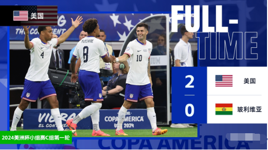 美洲杯-美国2-0玻利维亚迎开门红 普利西奇闪击+传射巴洛贡破门 美洲杯-美国2-0玻利维亚迎开门红 普利西奇闪击+传射巴洛贡破门