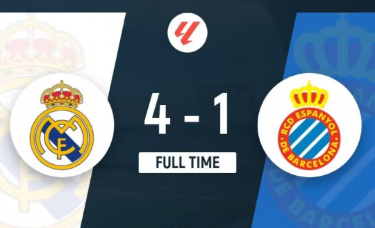 西甲-皇马4-1西班牙人取三连胜 库尔图瓦乌龙姆巴佩维尼修斯传射