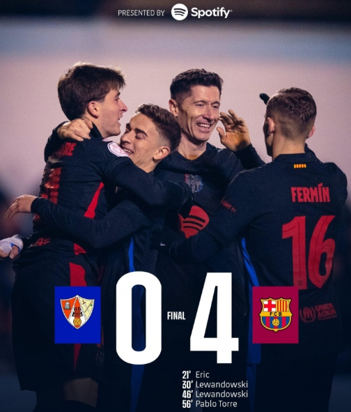 国王杯-巴巴斯托0-4惨负巴萨，托雷一球两助，莱万破门