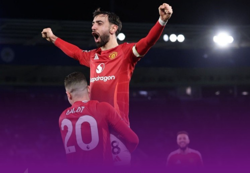 英超-曼联3-0莱斯特城，霍伊伦、加纳乔破门，B费1射2传